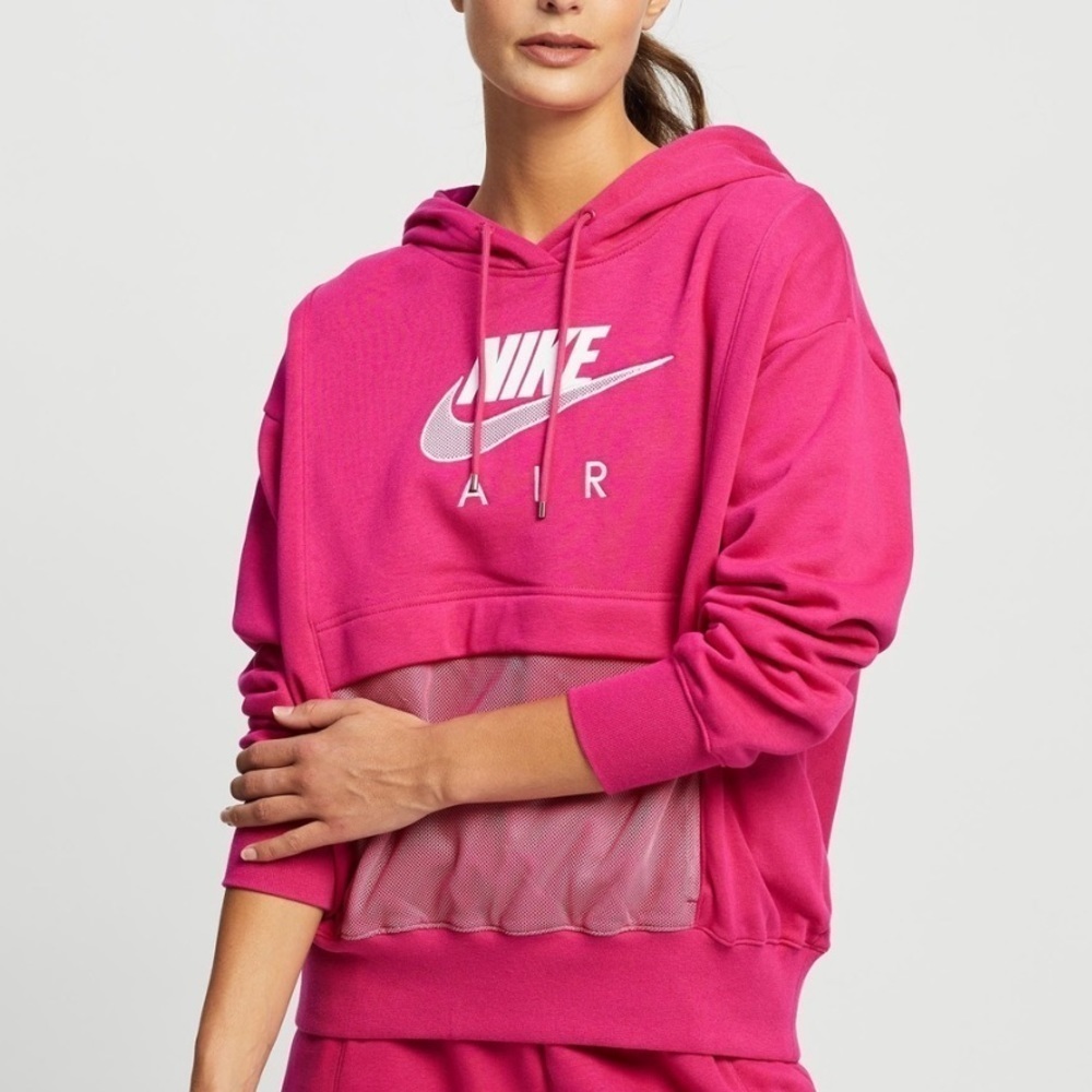 Nike Air Sportswear Pink hooded logo woman’s sweatshirt size Large